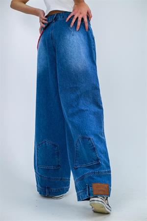 Flip Up Detail Baggy Yıkamalı Pantolon