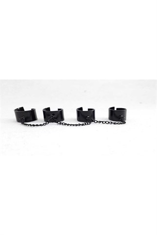 Four Finger Chain Black Ayarlanabilir Dörtlü Yüzük