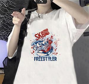 Freestyler Baskılı Beyaz Unisex Oversize T-shirt