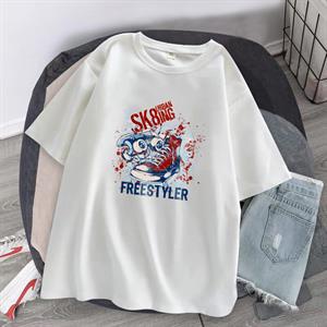 Freestyler Baskılı Beyaz Unisex Oversize T-shirt