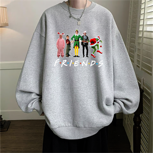Friends Yeni Yıl Gri Unisex Oversize Bisiklet Yaka Sweatshirt