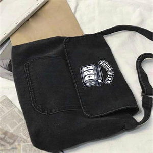 Game Over 666 Baskılı Vintage Unisex Gri Kot Postacı Çantası