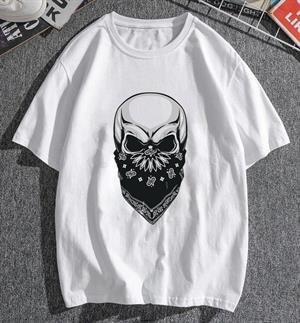 Gang Skull Baskılı Beyaz Unisex Oversize T-shirt