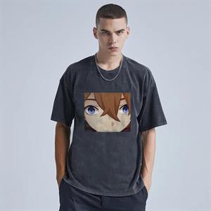 Genshin Impact Yıkmalı Unisex Eskitme T-shirt