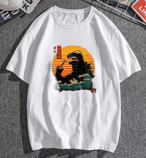 Godzilla Sushi Beyaz Unisex Oversize T-shirt