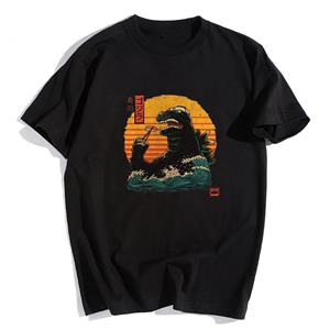 Godzilla Sushi Siyah Unisex Oversize T-shirt