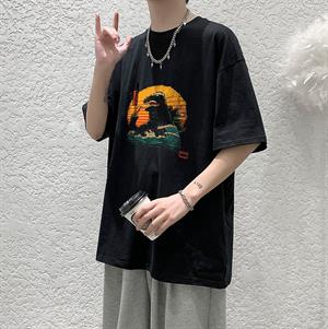 Godzilla Sushi Siyah Unisex Oversize T-shirt