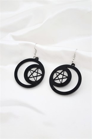Gothic Ay Pentagram Küpe
