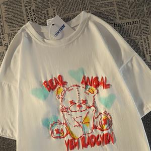 Gothic Bear Style Oversize Unisex Beyaz T-Shirt