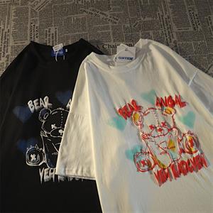 Gothic Bear Style Oversize Unisex Siyah T-Shirt