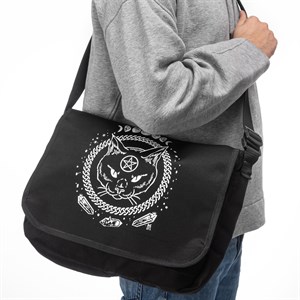 Gothic Cat Baskılı Unisex Postacı Çantası