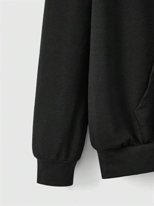 Gothic Heart Baskılı Oversize Fermuarlı Siyah Unisex Kapüşonlu Hırka