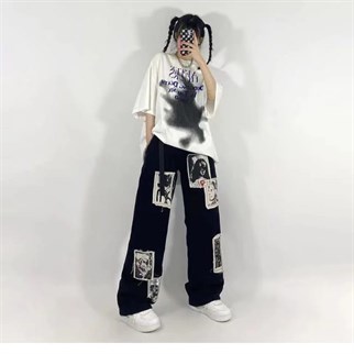 Gothic Punk Distressed Appliques Unisex Eşofman