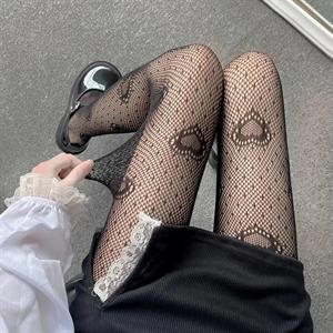 Gothic Punk Heart Siyah Külotlu Çorap