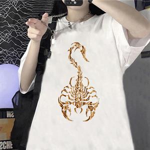 Gothic Scorpion Baskılı Beyaz Unisex Oversize T-shirt