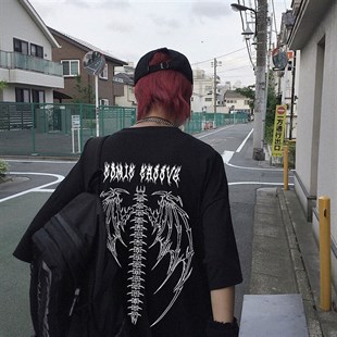 Gothic Tribal Ön Arka Baskı Unisex Oversize T-Shirt