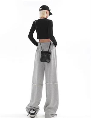 Gri Unisex Line Detail Wide Leg Tracksuit