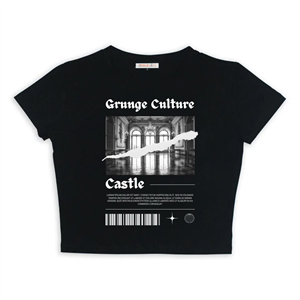 Grunge Culture Baskılı Siyah Crop