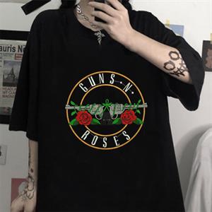 Guns N Roses Baskılı Siyah Unisex Oversize T-shirt
