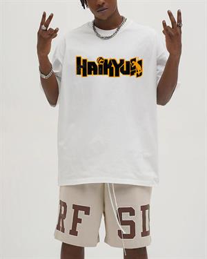 Haikyuu Baskılı Beyaz Unisex Oversize T-shirt