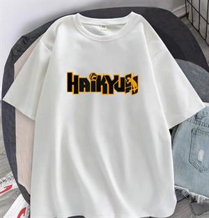 Haikyuu Baskılı Beyaz Unisex Oversize T-shirt