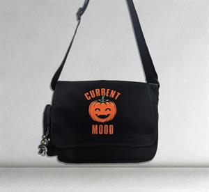 Halloween Current Mood Baskılı Unisex Siyah Postacı Çantası