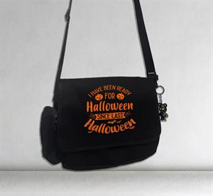 Halloween I Have Been Ready Baskılı Unisex Siyah Postacı Çantası