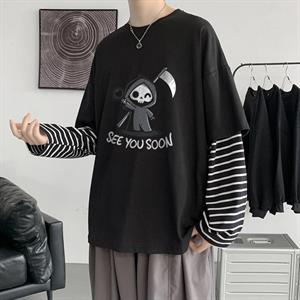 Halloween See You Soon Witch Baskılı Fake Sleeves Unisex Siyah T-shirt