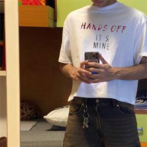 Hands Off Its Mine Baskılı Beyaz T-shirt