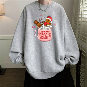 Happy Christmas Baskılı Siyah Unisex Oversize Bisiklet Yaka Sweatshirt
