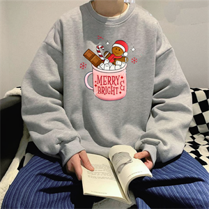 Happy Christmas Baskılı Siyah Unisex Oversize Bisiklet Yaka Sweatshirt