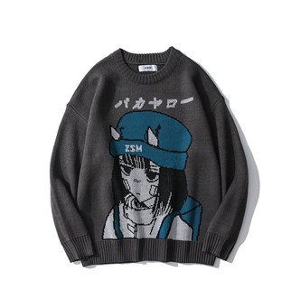 Harajuku Cartoon Anime Sokak Tarzı Unisex Kazak