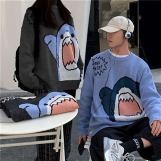 Harajuku Cute Shark - Im Not Danger Antrasit Oversize Kazak