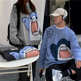 Harajuku Cute Shark - Im Not Danger Gri Oversize Kazak