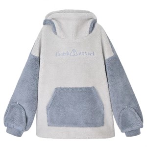 Harajuku Shark Style Peluş Oversize Eldivenli Kapüşonlu