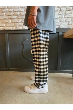 Harajuku Siyah Beyaz Kare Desenli Tracksuit Eşofman Altı
