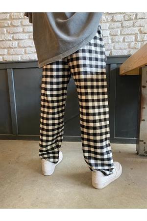Harajuku Siyah Beyaz Kare Desenli Tracksuit Eşofman Altı