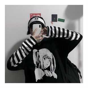 Harajuku Style Anime Death Note Misa Cosplay Uzun Kollu Oversize T Shirt