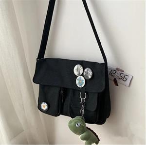 Harajuku Unisex Cepli Unisex Siyah Postacı Çantası