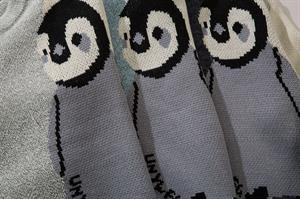 Harajuku Vintage Penguen Ekose Oversize Unisex Kazak