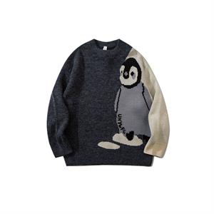 Harajuku Vintage Penguen Ekose Oversize Unisex Kazak