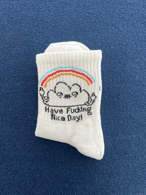 Have *ing Nice Day! Unisex Beyaz Kolej Çorap