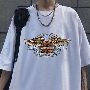 HD Motorcycle Baskılı Beyaz Unisex Oversize T-shirt