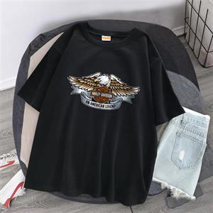 HD Motorcycle Baskılı Siyah Unisex Oversize T-shirt