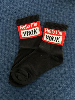 Hello Im Yıkık Unisex Siyah Kolej Çorap