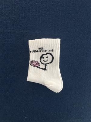 Hey You Dropped This Unisex Beyaz Kolej Çorap