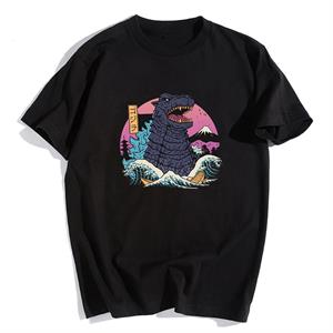 Hokusai Godzilla Siyah Unisex Oversize T-shirt