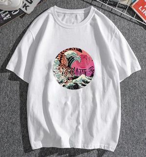 Hokusai Tiger Beyaz Unisex Oversize T-shirt
