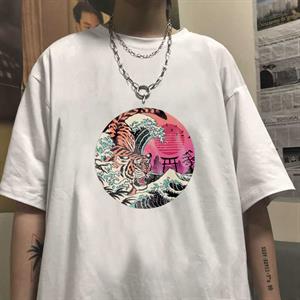 Hokusai Tiger Beyaz Unisex Oversize T-shirt