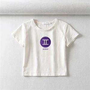 Horoscope Series Gemini Baskılı Beyaz Crop